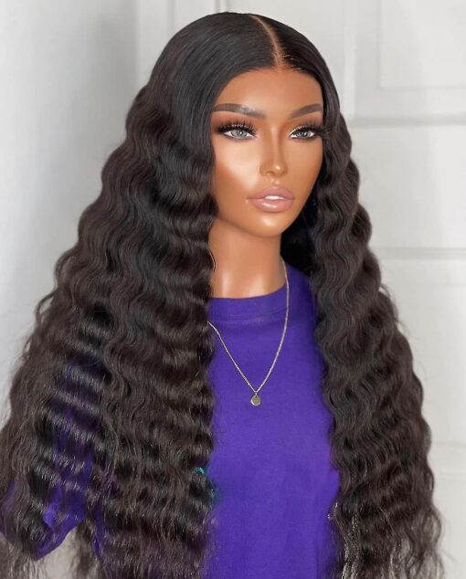 28 Inch Synthetic Curly Wigs For Women Women Long Black Lace Front MI1604714