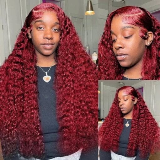 28Inch Burgundy Deep Wave Lace Front Wig 13X4 | Solvingwithluv MI1603535