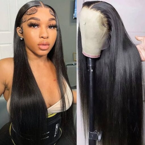 30 Inch 13X4 Straight Lace Front Wigs Human Hair For Women Black Women Pre Plucked 180% Density Hd Lace Frontal Wigs Bleached Knots Glueless Brazilian Lace MI1603448