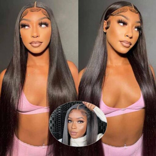 30 Inch Wear And Go Glueless Wig For Women Beginners Glueless Wigs Human Hair Pre Plucked 13X4 Straight Lace Front Wigs Human Hair 180% Density Hd MI1606410