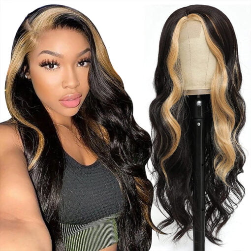 30 Inches Highlight Wig 1B/27 Colored Human Hair Wigs For Women MI1603896