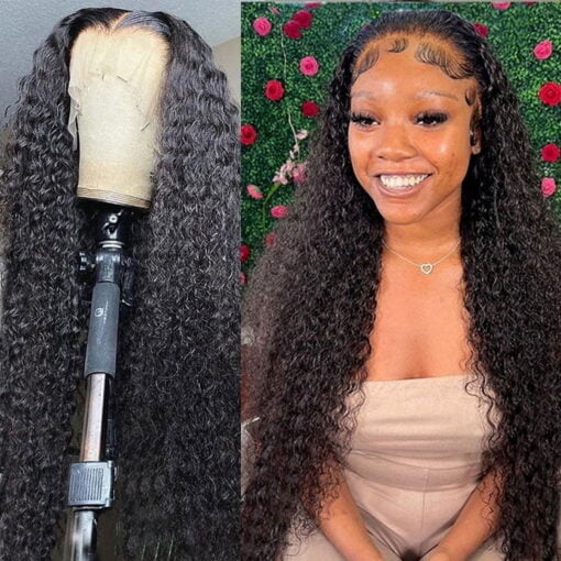 30Inch 5X5 Hd Lace Closure Wig Curly Human Hair Wig Glueless MI1606419