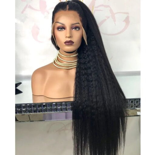 32 Inch Hd Transparent Yaki Straight Lace Front Wig Kinky MI1605149