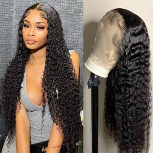 34 Inch Deep Wave Lace Front Wigs Human Hair, 13X4 Lace Front Wig Human Hair Pre Plucked 150% Density Human Hair Lace Front Wigs With Baby Hair MI1606106