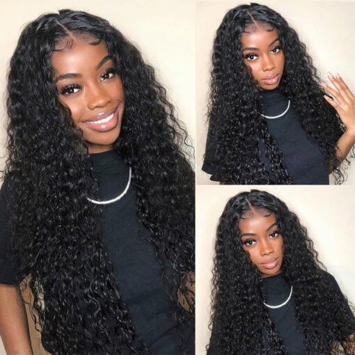 360 Lace Frontal Wig 24 Inch Water Wave Lace Frontal Human Hair Wig Deep Curly Glueless Brazilian 150% MI1605383