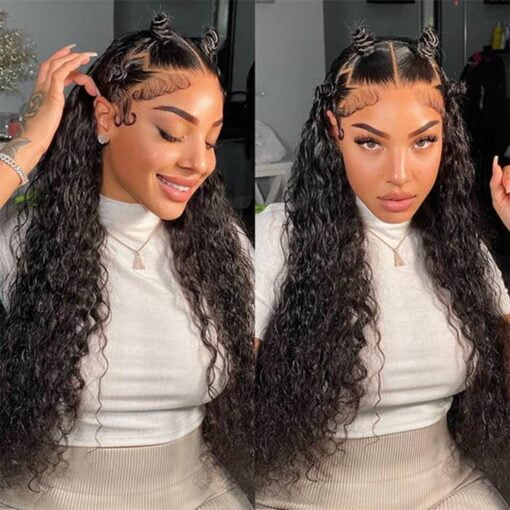 360 Lace Frontal Wig Brazilian Water Wave Lace Front Human MI1602918