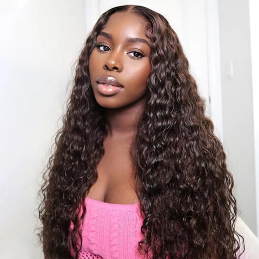 4 Chocolate Brown Wigs Human Hair Loose Deep Wave Lace Front MI1605400