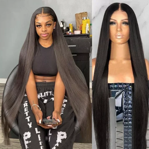 40 Inch Straight Lace Front Wig Brazilian Pre Plucked Human MI1603070