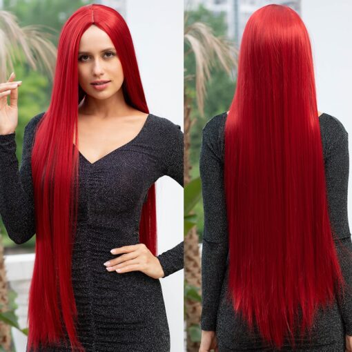 40Inch Synthetic Button Net Red Long Vacation Hair Mid MI1607849