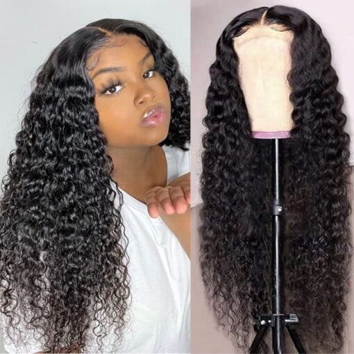 4X4 Deep Wave Lace Closure Wigs Deep Curly Lace Front Wigs MI1602203