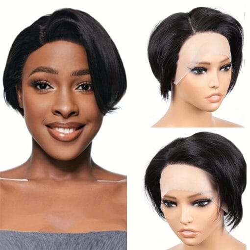 6 Inch Straight Short Bob Wigs T Part Lace Front Human Hair Wigs For Women Women Straight T Part 13X4X1 Frontal Human Hair Wigs 150% Density MI1605522