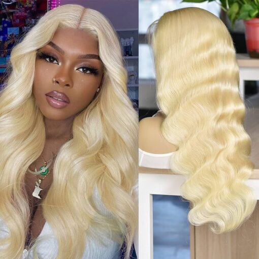 613 13X6 Lace Front Wig Human Hair Transparent Lace 32 Inch Body Wave Blonde Lace Front Wigs Human Hair 613 Hd Lace Frontal Wig 200% Density Blonde MI1605112