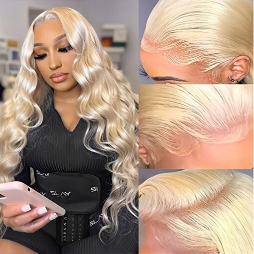 613 13X6 Lace Front Wig Human Hair Transparent Lace Body Wave Blonde Lace Front Wigs Human Hair 613 Hd Lace Frontal Wig 200% Density Blonde Wig (22 MI1605110