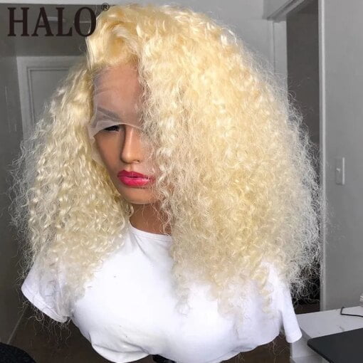 613 Blonde Afro Kinky Curly Synthetic Lace Front Glueless MI1605633