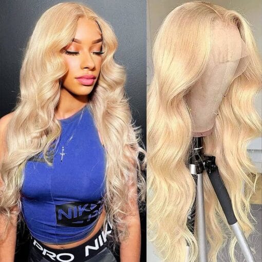 613 Blonde Lace Front Wig Human Hair 13X4 Body Wave Blonde Lace Front Wigs Human Hair 613 Hd Lace Frontal Wig For Black Women 150 Density Pre Plucked MI1608474