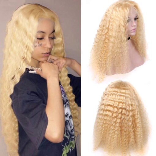 613 Blonde Lace Front Wigs Human Hair 10A Deep Wave Human MI1603695