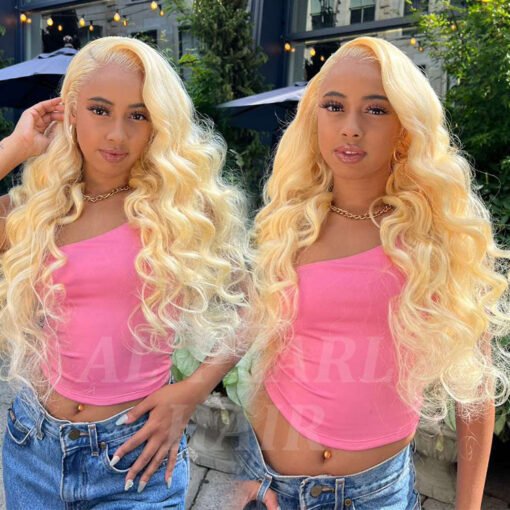 #613 Blonde Skin Like Hd Lace Frontal Wig Body Wave Bleached Blonde Human Hair Wigs MI1605122