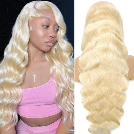 613 Body Wave Lace Front Wig Human Hair 13X6 Transparent Blonde Lace Front Wigs Human Hair Pre Plucked With Baby Hair 180% Density 613 Hd Lace MI1610327