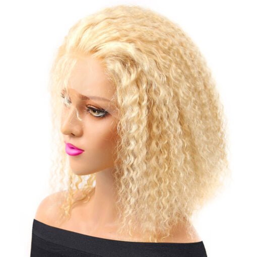 613 Honey Blonde Curly Loose Deep Wave 13X4 Transparent Lace Front Human Hair Wigs Short Bob Glueless Lace Frontal Wig For Women Women MI1606003