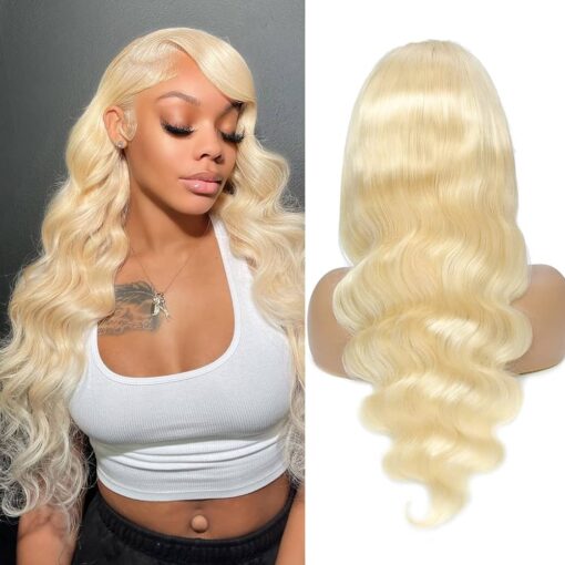 613 Lace Front Blonde Wig 13X4 Hd Lace Frontal, Pre Plucked With Baby Hair And Natural Hairline 150% Density Human Hair (22 Inches) MI1605108