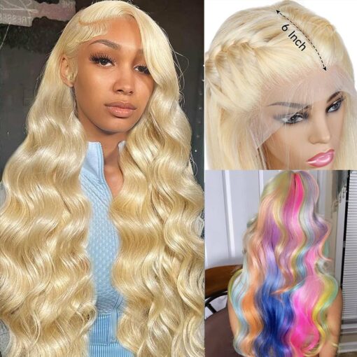 613 Lace Front Wig Human Hair 13X6 180% Density Blonde Lace Front Wigs Body Wave 613 Hd Lace Frontal Wig Human Hair Pre Plucked Blonde Wig Human Hair MI1610338