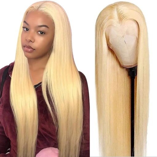 613 Lace Front Wig Human Hair Pre Plucked Brazilian Straight Wig For Women Women 613 Frontal Wig Blonde 13X4 Lace Front Wigs Human Hair 150% Density MI1603068