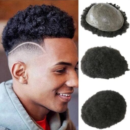 6Mm Afro Toupee For Women Black Men Silk Base Hair Topper African MI1604947