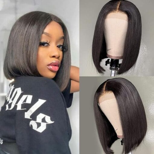 8 Inch Bob Wig Human Hair 4X4 Lace Closure Bob Wigs For Women Black Women Straight Lace Front Bob Wig 150% Density Upermall Brazilian Virgin Human Hair MI1602727