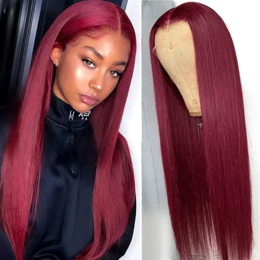 99J Straight 13X4 Lace Front Wig Pre Plucked 150% Density MI1604194