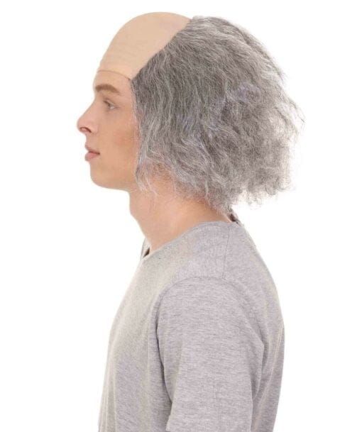 Adult Bald Head W/ Gray Hair Wig Cosplay Creepy Old Man Monk MI1605848