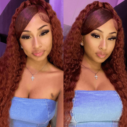 Affordable Reddish Brown /#99J Burgundy Deep Wave Wig Sterly MI1611658