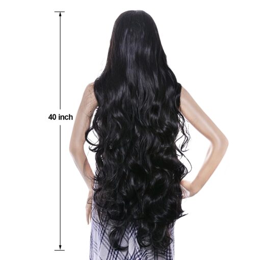 Agptek 40 Inches Heat Resistant Long Curly Wave Wig With Full Head Clip Black MI1607862