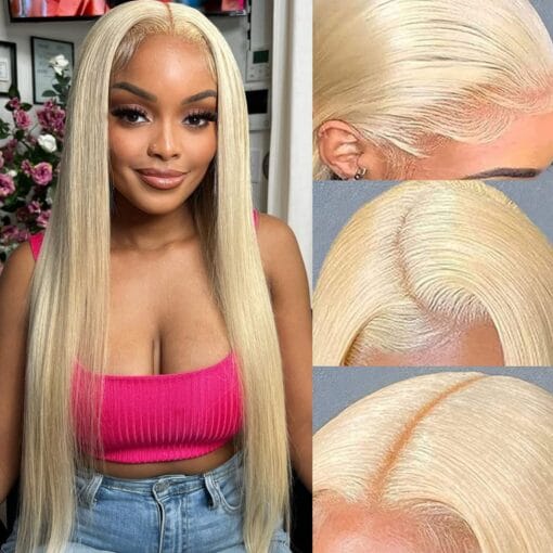 Ailiceehr 613 Lace Front Wig Human Hair Blonde Hd Lace Front MI1611721