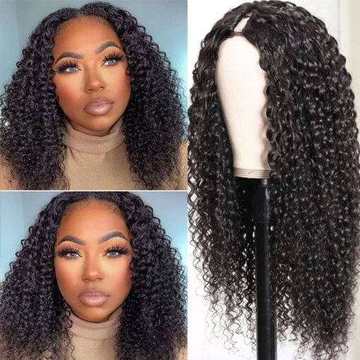 Ainmeys Curly V Part Wigs Brazilian Kinky Curly Human Hair Wigs For Women Black Women V Shape Wigs No Leave Out Lace Front Wigs Upgrade U Part Wigs Glueless MI1603030