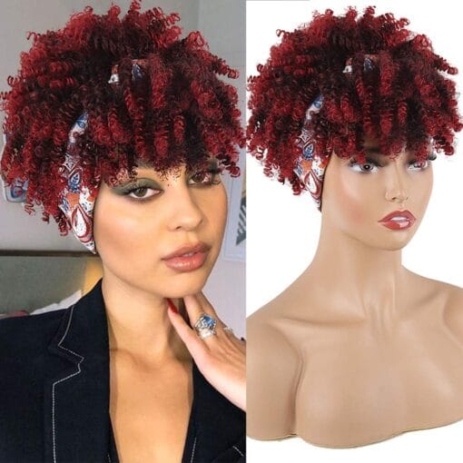 Aisaide Short Curly Wigs For Women Black Women Headband Wigs With MI1611258