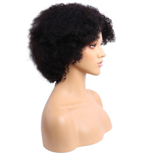 Alibele Afro Kinky Curly Full Machine Wig 10Inch Short Bob Wig 4B 4C Natural Curly Full Brazilian Human Hair Wig For Women African MI1605226