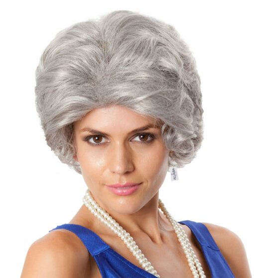 Allaura Old Lady Wig Grandma Wig Granny Costume Gray Wigs Queen Elizabeth Costume For Women Girls Fits All Adults Women Girls Wigs Granny Wigs For Women Kids MI1611078