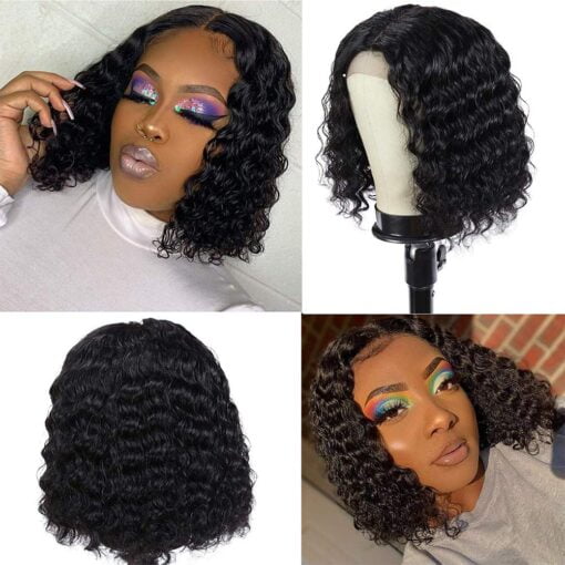 Amella Hair Short Human Hair Deep Wave Bob Wigs 8A Brazilian MI1604629