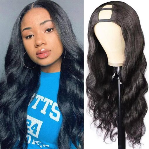 Amella U Part Body Wave Wig 18Inch 150% Density Full Head U Shape Clip In Wigs Body Wave Half Wig Human Hair Extension For Women Black Women MI1603215