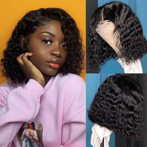 Beauhair 4×4 Water Wave Bob Human Hair Wigs Lace Closure Wig MI1604174