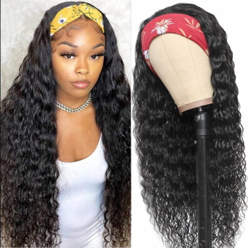 Beauhair Deep Wave Headband Wig Human Hair For Women Black Women 10 Inch 180 Density Natural Color MI1605073