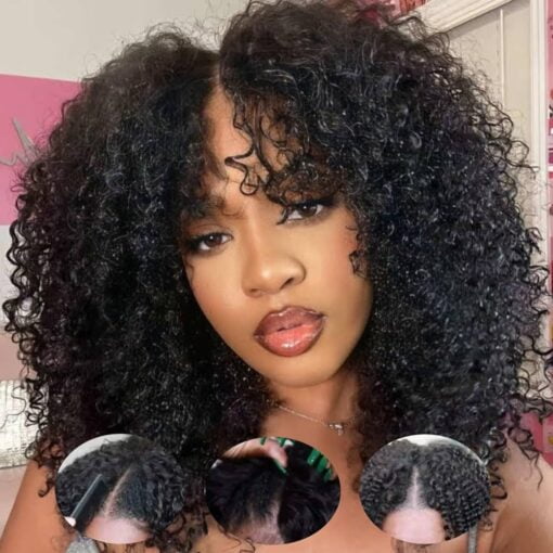 Beauty For Womenever U Part Human Hair Wig, Curly Upgrade U Part Wig Human Hair Wigs For Women Black Women 10A Grade Brazilian Virgin Hair Glueless No Leave Out MI1602627