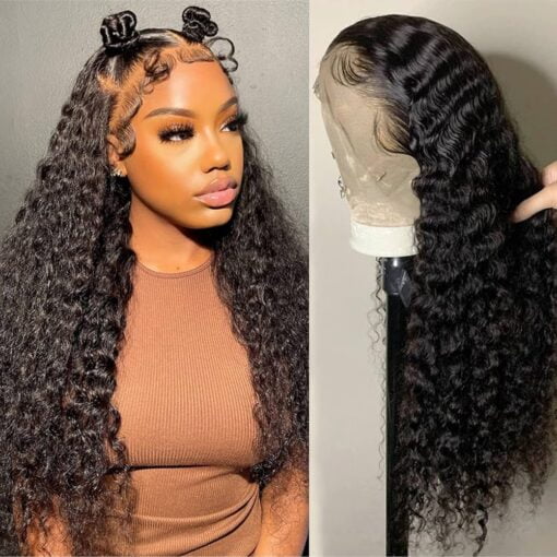 Beautygrace 24Inch Deep Wave Lace Front Wig Human Hair 180% Density Brazilian Virgin Deep Wave Frontal Wig Human Hair Pre Plucked With Baby Hair MI1603518