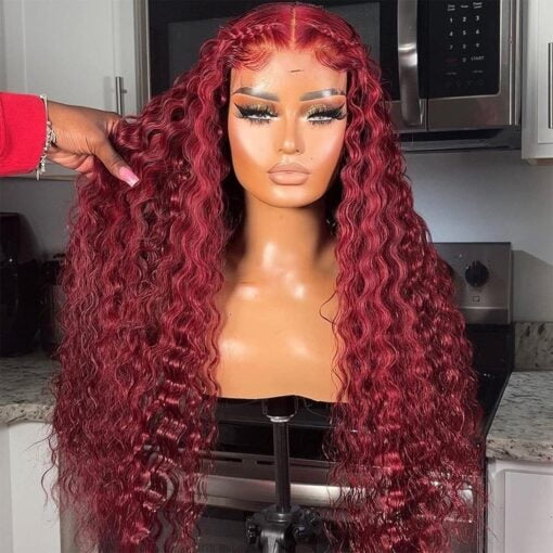 Beautygrace 26Inch Burgundy Human Hair Lace Front Wigs Human MI1602818