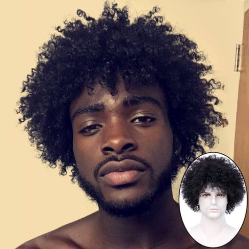 Becus 8Inch Afro Wig For Women Black Men Short Kinky MI1611382