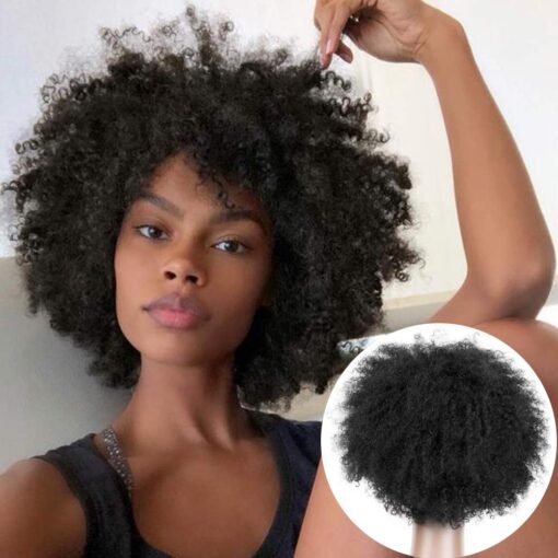 Becus Afro Curly Wigs For Women Black Women Heat Resistant Brazilian Remy Human Hair Wigs(8 Inches Natural Spiral Black #1B) MI1602402