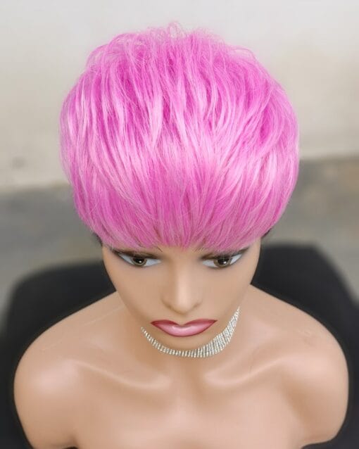 Beisdwig Black Pink Wig Synthetic Hair Short Black Wig With Pink Bangs Black Pink 2 Tones Hair Women Wig MI1604994