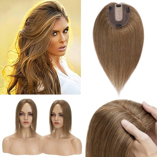 Benehair Hair Toppers For Women Women 100% Real Human Hair Topper 150% Density Hand Made Silk Base Clip In Hair Pieces For Women Slight Hair Loss Thinning Hair MI1605478