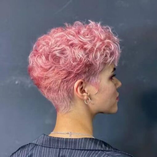 Benmonaoo Pixie Cut Wig For Women Black Women Short Hair Wigs With Bangs Natural Pink Color Short Wigs For Women Black Women Synthetic Fiber Wigs(Pink) MI1604989