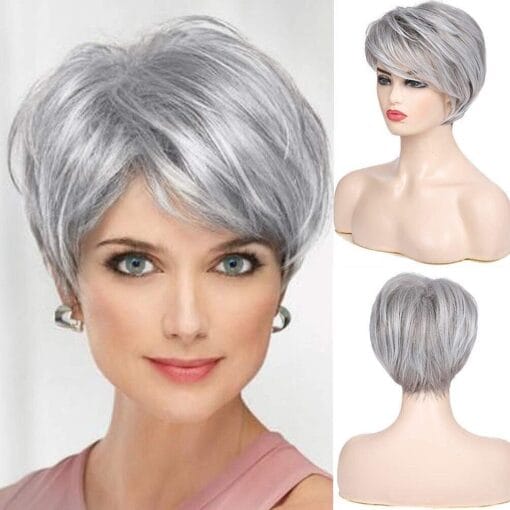 Beweig Short Grey Wigs For Women White Women Short Cut Layer MI1611888